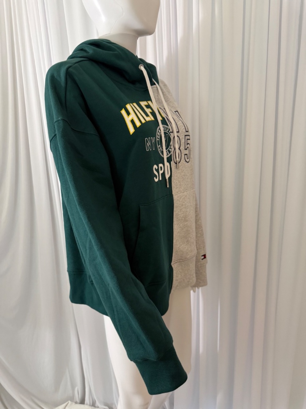 Tommy Hilfiger Sport Colorblock Hoodie Sweatshirt Green Gray XL NWOT - Picture 4 of 16